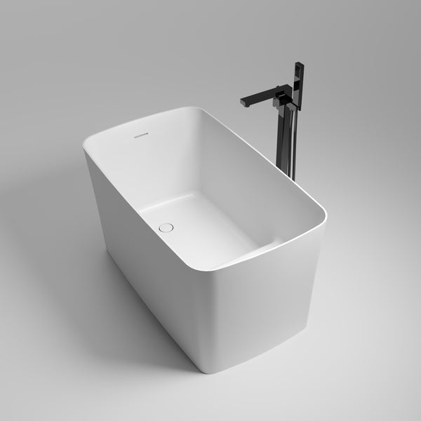 47 in" Solid Surface Freestanding Soaking Bathtub in Matte White