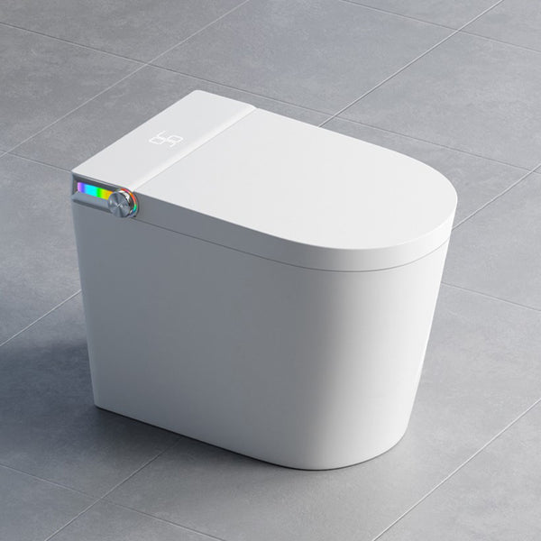 Smart Toilet With Foot Sensing Open Cover & Seat, No Water Pressure Limitation, Night Light, Leakage Protection, Side Knob With Multiple Controls, Remote Control, Auto Flushing, White Screen