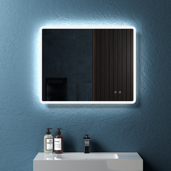Wall Mount LED Bathroom Mirror - Horizontal & Vertical Hanging Options - ML01-R