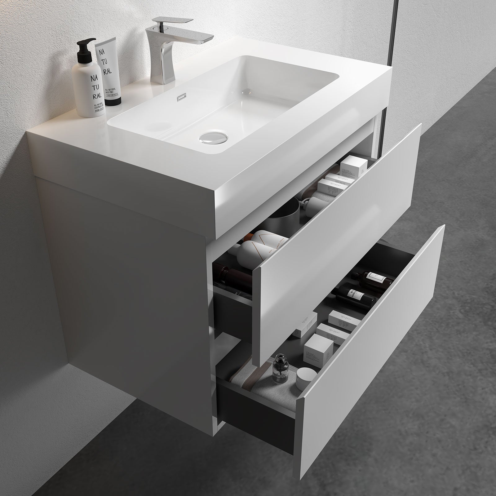 ホワイト・ウィッシュ　UR Diamond NOW Cassidy 24-in White Single Sink Bathroom Vanity